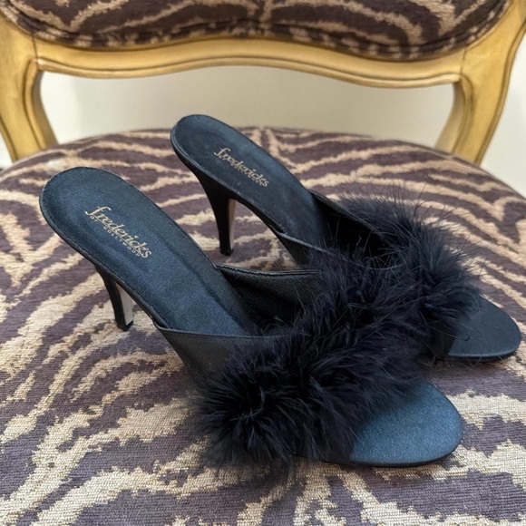 Frederick's of Hollywood Shoes - Rare Frederick’s of Hollywood Black Feathered Heels